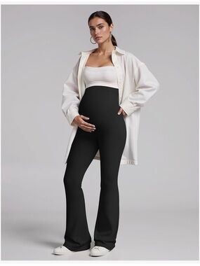 High-Rise Black Maternity Flare Pants